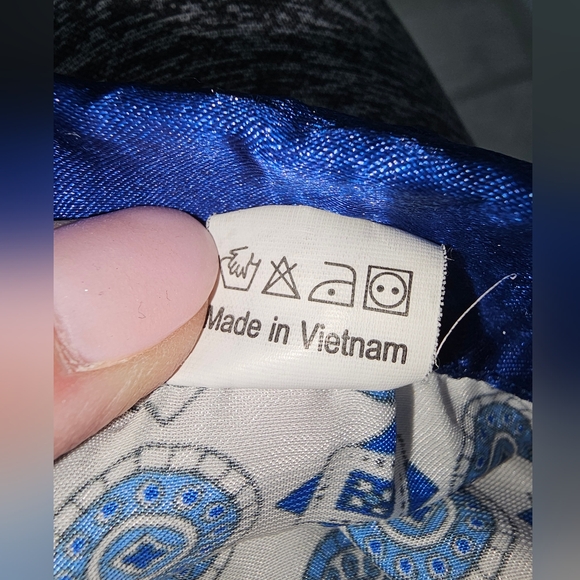 Vintage Graphic Geo Print Silk Pajamas Set Mens L Tile Print Blue Unisex EUC - Picture 5 of 12